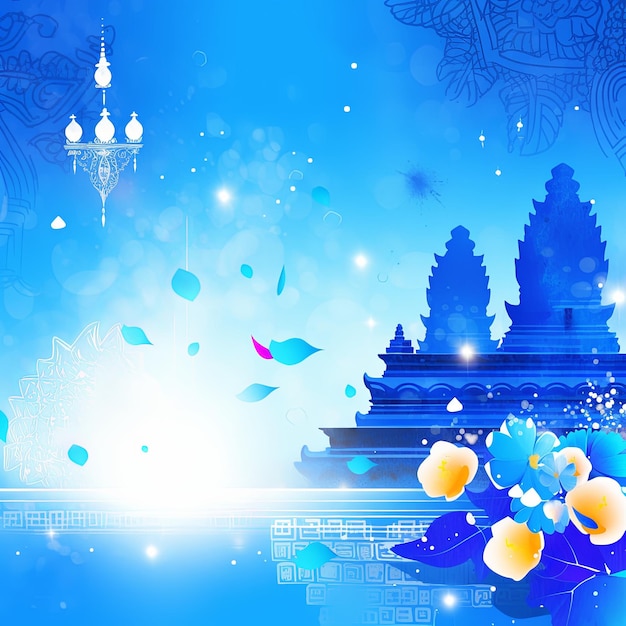 Cambodjaanse Nieuwjaar achtergrond in blauw