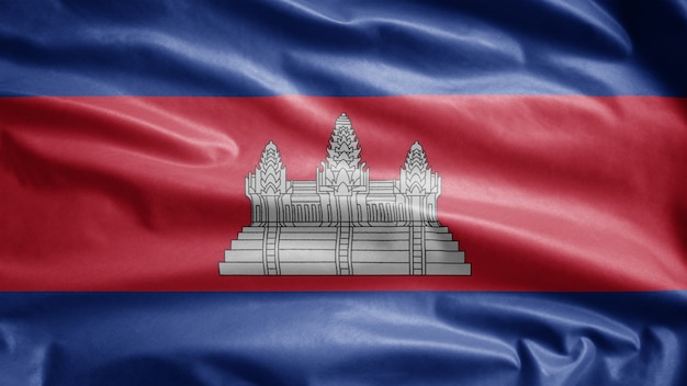 Cambodjaanse wapperende vlag in de wind