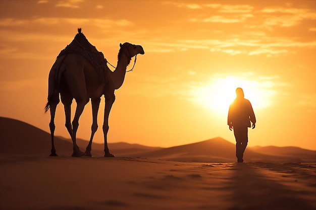 верблюд животное пустыня закат луны млекопитающее природа путешествие арабский Ближний Восток арабский человек ислам