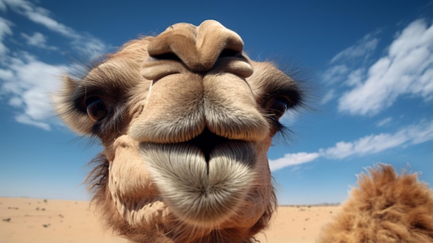 Foto una faccia anteriore di un animale di cammello foto generativa