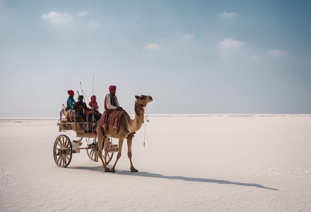 Camel cart ride at white desert of Rann of Kutch Gujarat