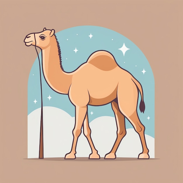 Photo camel cartoon flat illustration
