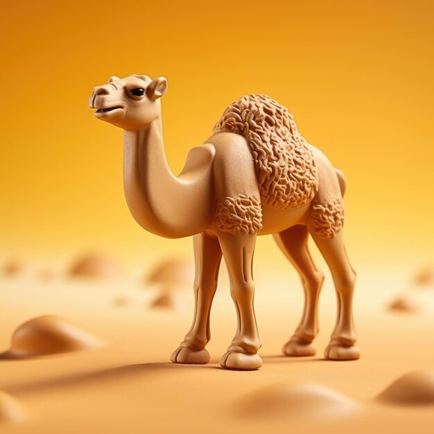 Camel Character craft with isolated studio background