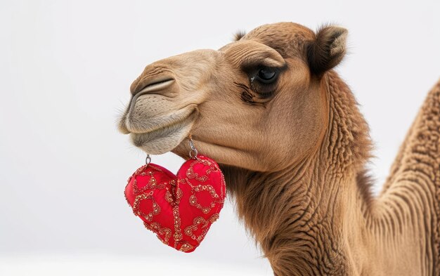 Camel Displaying a Heart Embellished with Love isolated on transparent Background