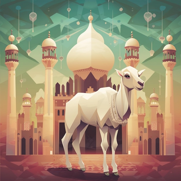 Camel illustration with Islamic background