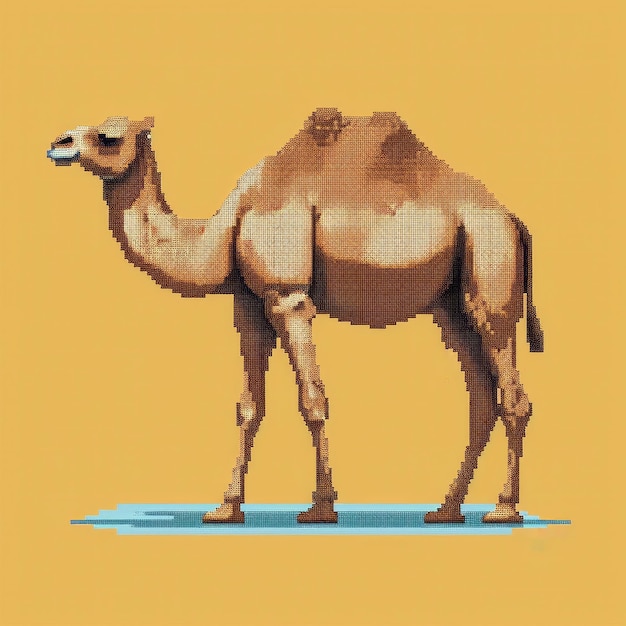 Camel Pixel Art Op Stevige Achtergrond