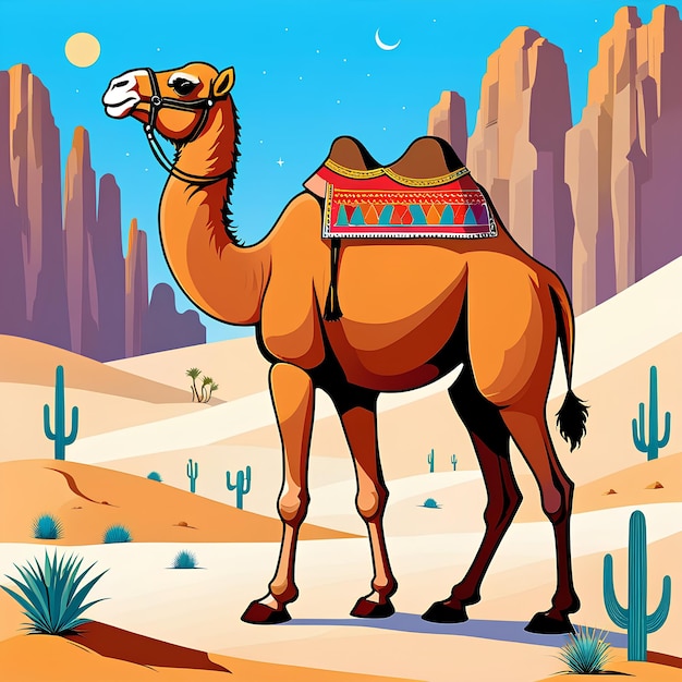 A camel walking in the desert