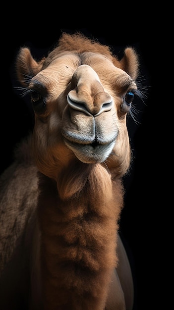 A camel with a black background