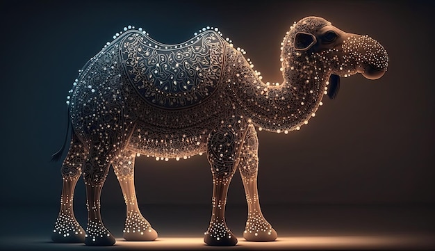 A camel with stars on it