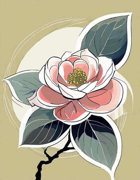 Camellia flowers illustration