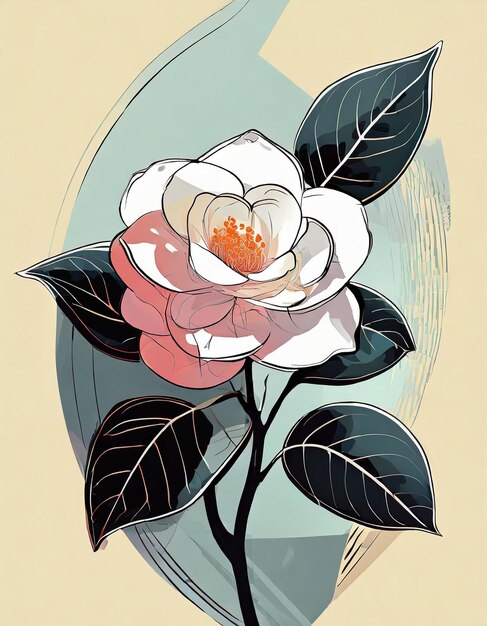 Camellia flowers illustration