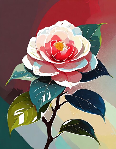 Camellia flowers illustration