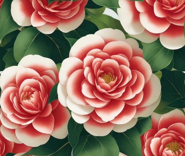 Camellia rose flowers illustration wallpaper design