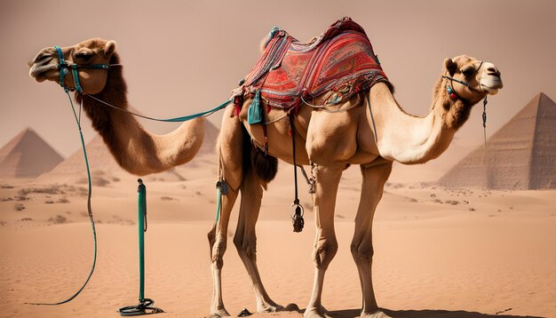 Photo camels are the only camel in the desert