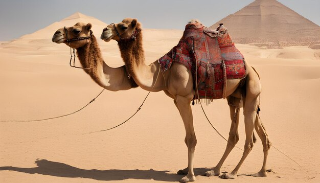 Photo camels are the only camel in the desert