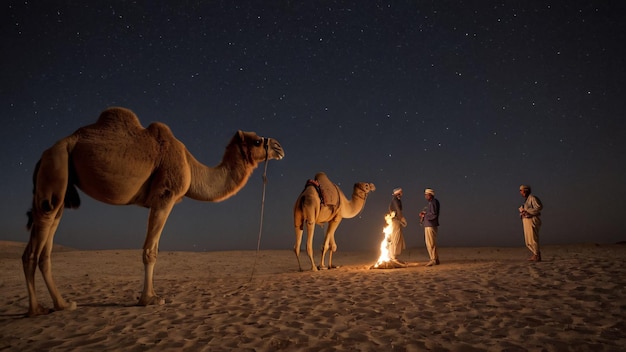 Camels in the desert