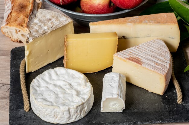 Camembert of Normandy with different french cheeses