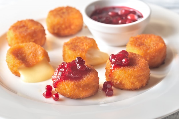 Camembert nuggets with cranberry sauce