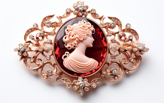 Foto cameo brooch in un ambiente trasparente