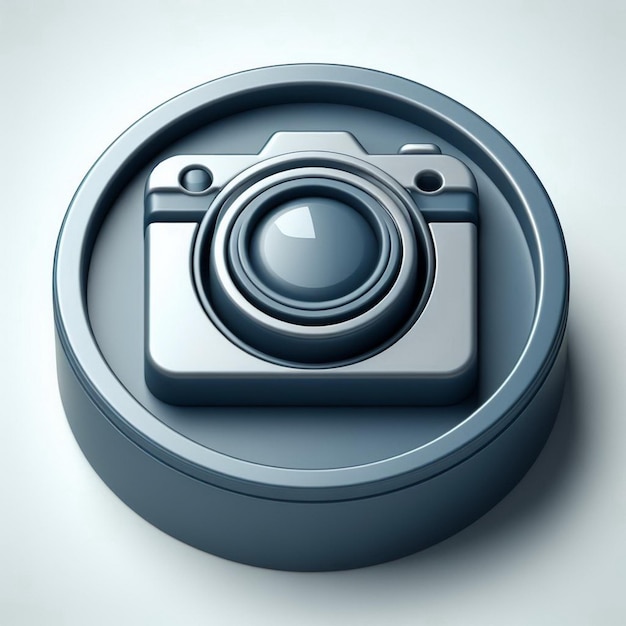 Camera 3D icon inside round shape object
