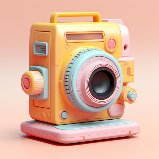 Camera 3d klei icoon op pastel kleur achtergrond Generatieve ai