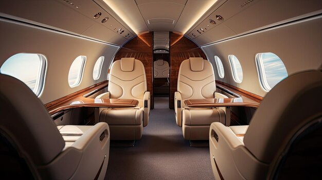 Camera blurred business jet interior