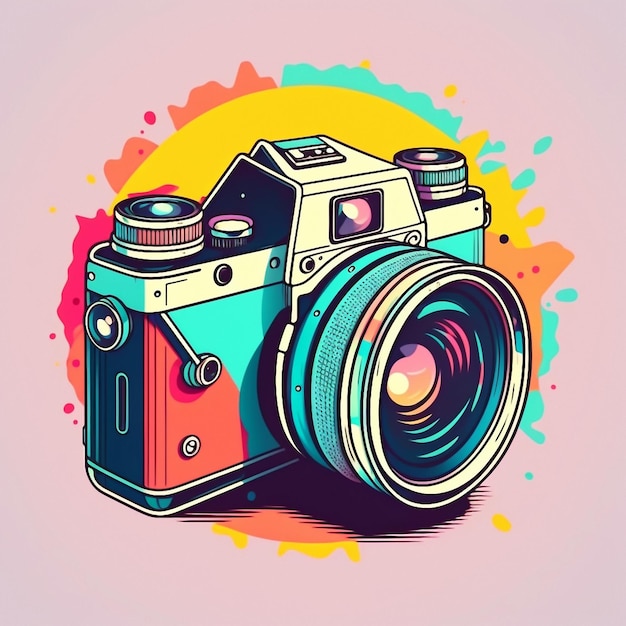 Premium Photo Camera cartoon graphic image colorful illustration