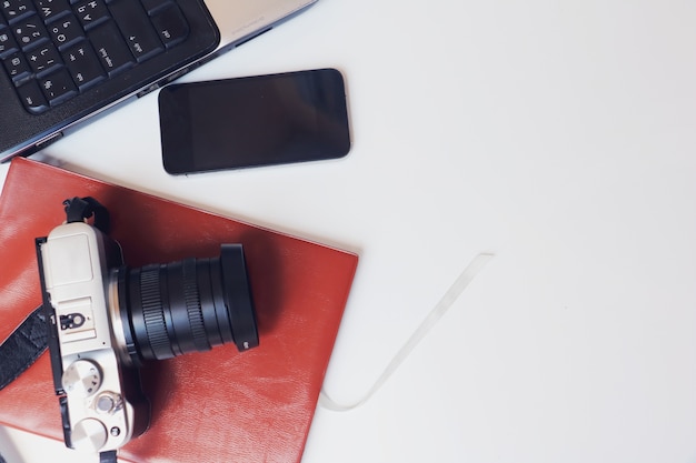 Foto taccuino della macchina fotografica libro astuto e taccuino.