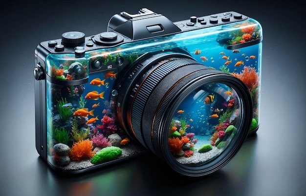 A camera designed to look like an aquarium