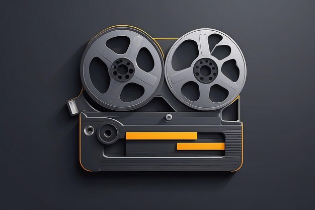 Camera or film tape reel Multimedia cinematography broadcasting concept 3d vector icon