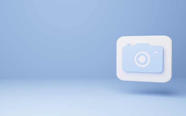 camera Icon on blue background minimal concept.