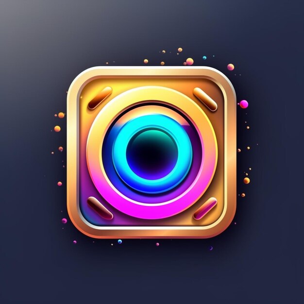 Photo a camera icon with a colorful lens on a dark background generative ai