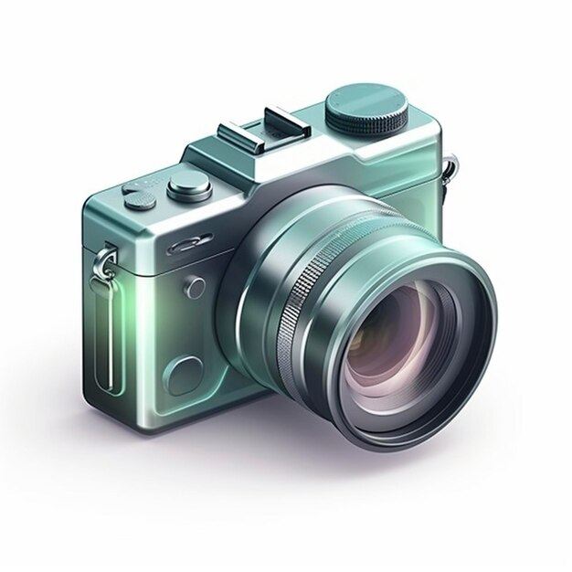 Camera icon with translucent glass created with generative AI