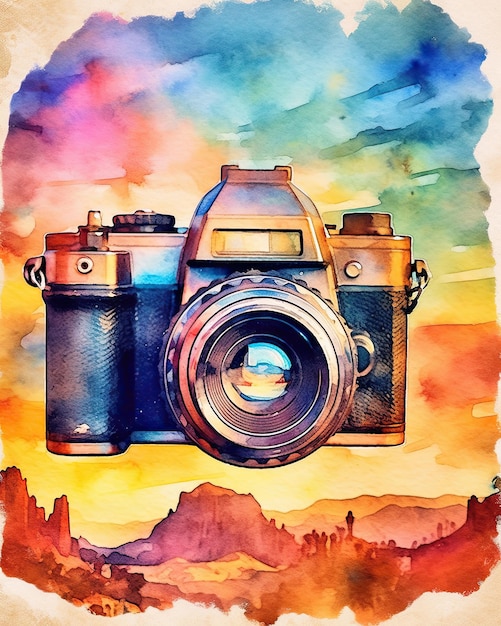 Camera in aquarelstijl