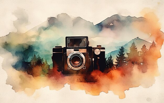 Camera in aquarelstijl