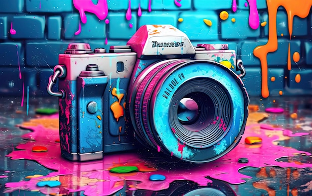 Camera in pop-artstijl