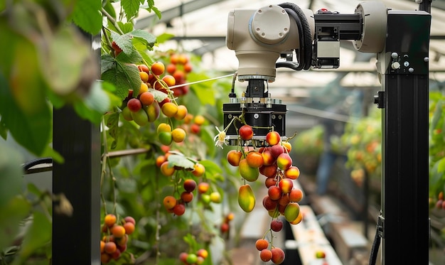 Photo a camera is being used to produce tomatoes in a greenhouse
