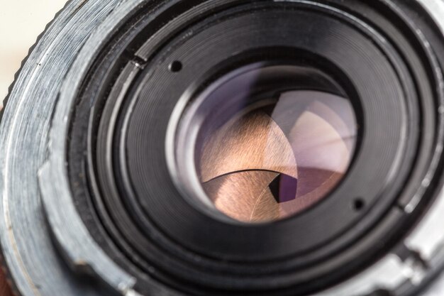 Photo camera lens close up