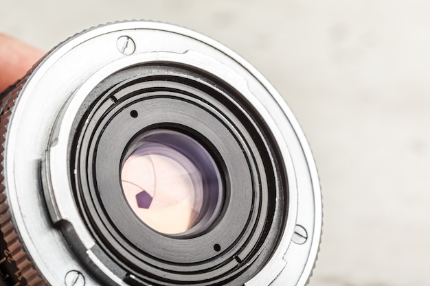 Camera lens close up