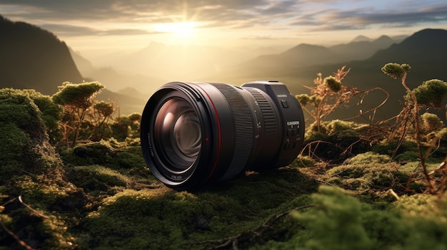 Camera Lens on Top of Lush Green Field