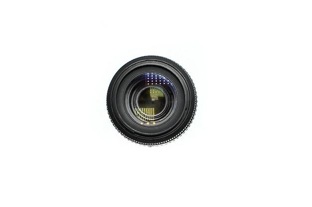 Photo camera lens on a white background