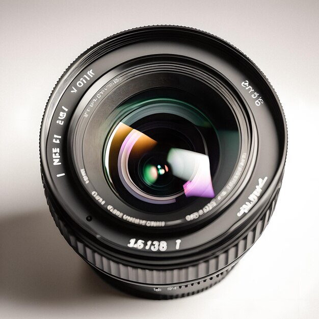 a camera lens with a white background