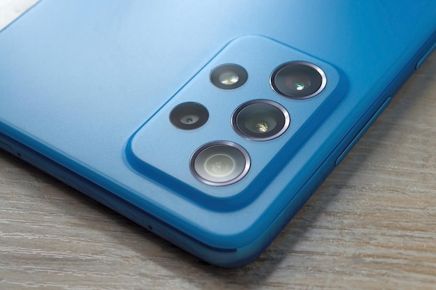 Camera lenses on the back cover of the smartphone closeup