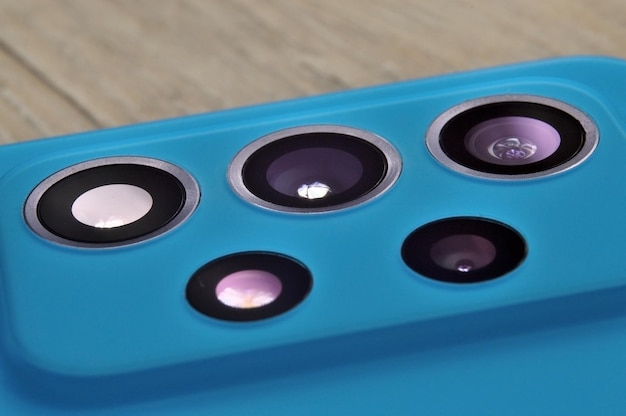 Camera lenses on the back cover of the smartphone closeup