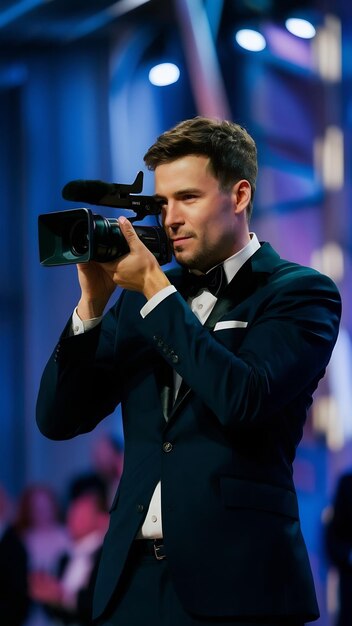 Foto cameraman alla cerimonia di premiazione