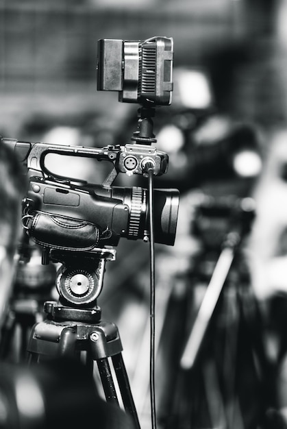 Camera at a media conference