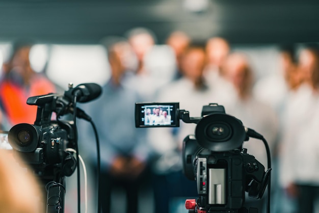 Camera at media conference