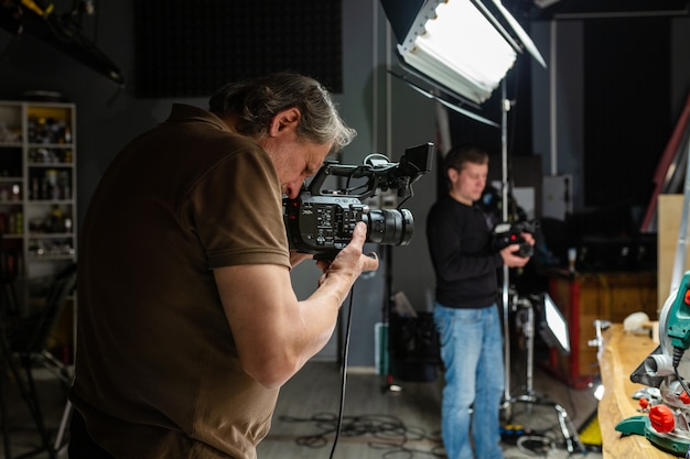 Camera operator working with a cinema camera