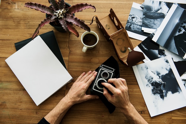 Retro attrezzatura d'annata di fotografia della macchina fotografica