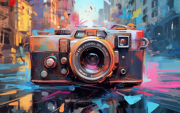 Camera in pop art style